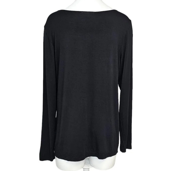 Bryn Walker Modal Scoop  Neck Long Sleeve Top Black Size Medium - Picture 3 of 8
